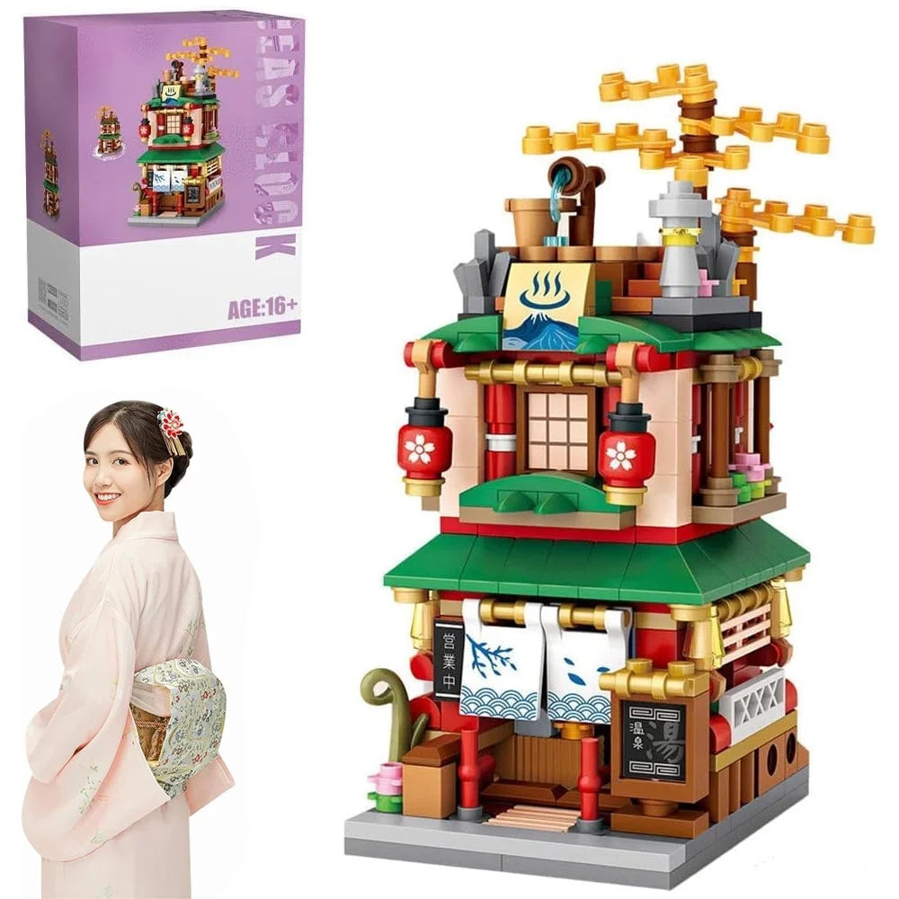 ZOGYMOZ 399 Pcs DIY Building Blocks Set, Japanese Street Mini Building Blocks Toy for Kids Age 8-16+, Japan Architecture Model Set