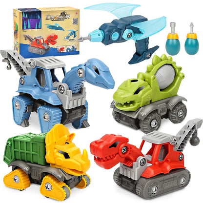 ZOGYMOZ Dinosaur Set Toys for Kids, 5 Pack Take Apart STEM Boys Toy with Electric Drill, Learning Building Educational Christmas Birthday Gfits