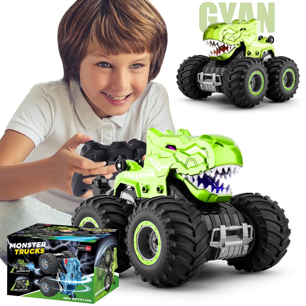 Dinosaur Toys for Kids, Dinosaur Remote Control Cars, 1:16 RC Cars Scale Monster Truck Toys with Spray, Roar Sound & Lights, Dinosaur Toys for 3+ Year Old Boys Girls, Toys Cars