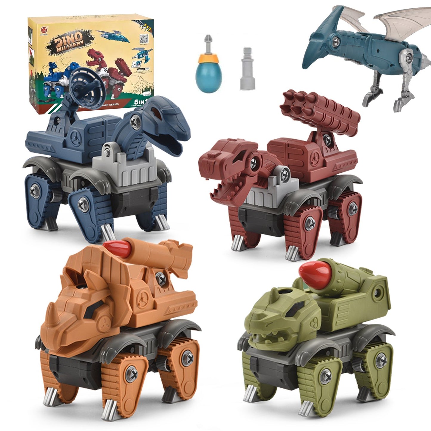 ZOGYMOZ Dinosaur Toys for Kids, 5Pack Take Apart Dinosaur Toys Set with Electric Drill for 3+Year Old Boys and Girls, Learning Building Educational Christmas Birthday Gfits