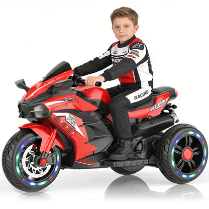 Zogymoz 12V Ride on Motorcycle for Kids, Battery Powered Motorcycle Toy with Bluetooth, Music, Light