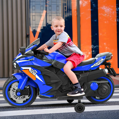 Zogymoz Kids Ride on Motorcycle, Kids Motorcycle for 3-6 Years, 12V Electric Motorcycle with Light Wheel & Bluetooth Music-Blue