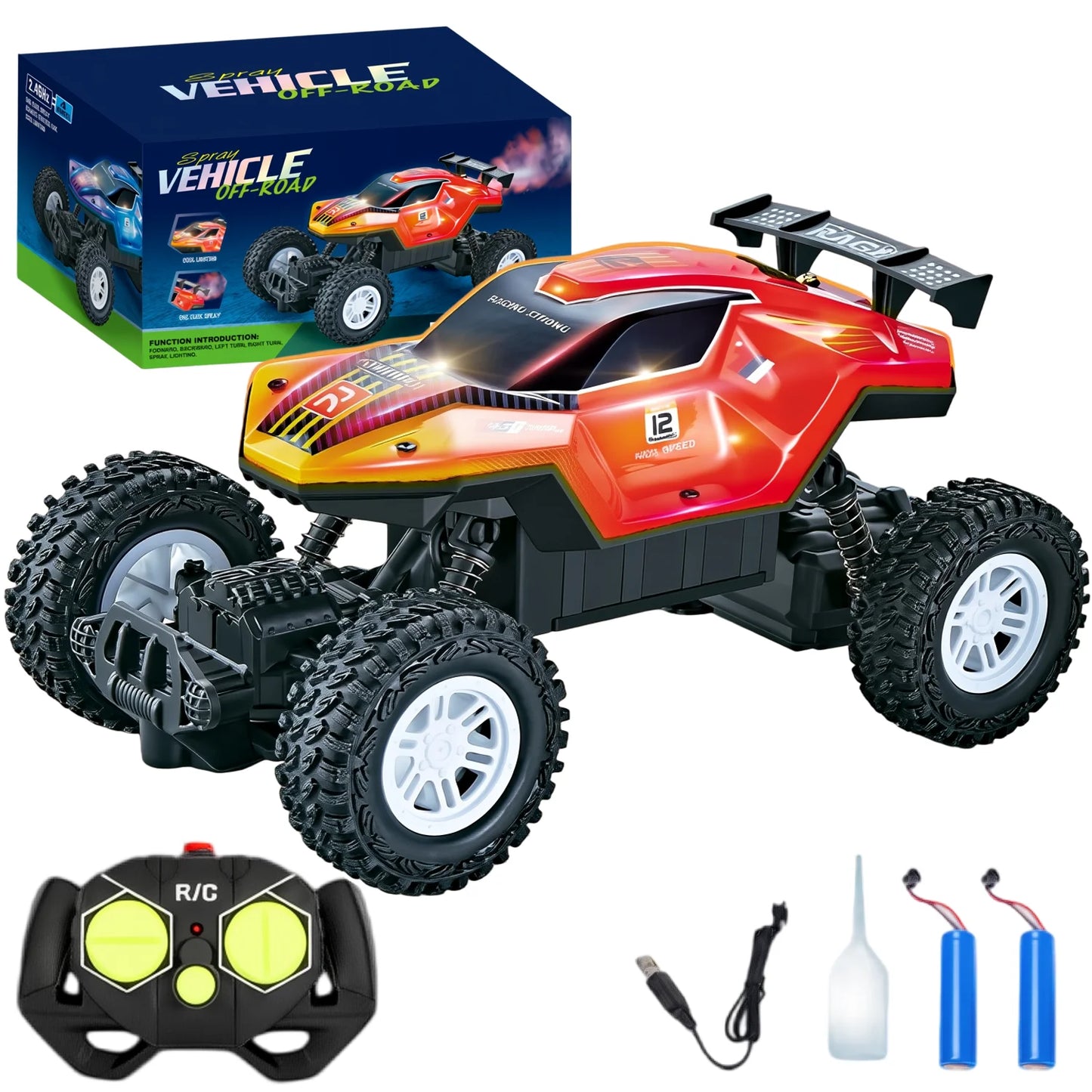 ZOGYMOZ Remote Control Car, 1:18 Scale Rc Cars, 2.4 GHz All-Terrain RC Truck, 25KM/H Off-Road Vehicle with 2 Rechargeable Battery