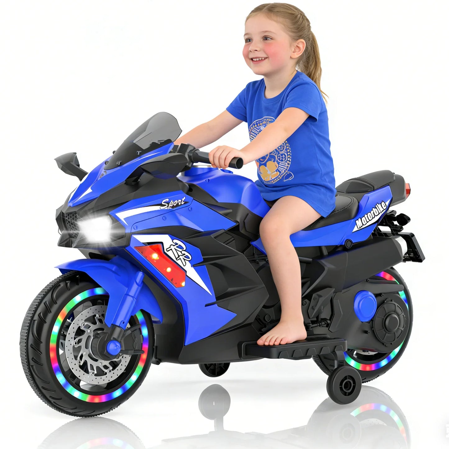 Zogymoz 12V Ride on Motorcycle for Kids, Electric Motorcycle with Training Wheels, Powered Ride-ons Toy Gifts
