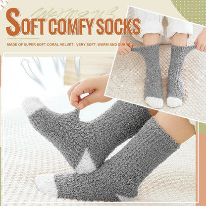 YOMYM Fuzzy Cozy for Womens Fluffy Cozy Winter Warm Fuzzy Crew Socks