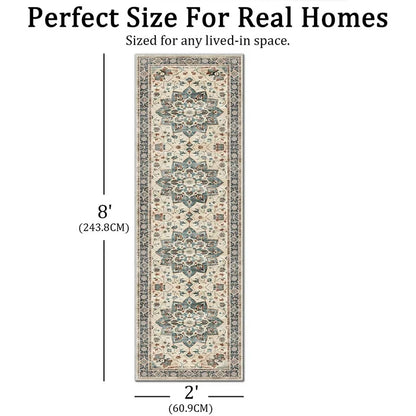 TECHVIDA 2'x8' Hallway Runner Rug Boho,Non Slip Machine Washable Rugs for Hallway Kitchen,Khaki