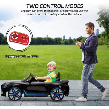 WUBEN Licensed BMW 12v Kids Ride on Car Battery Powered with Remote Control, Music Player for Child, Black
