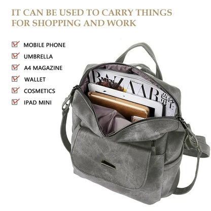 HONGLONG PU Leather Backpack Purse for Women Casual Handbag Ladies Shoulder Bags Gray