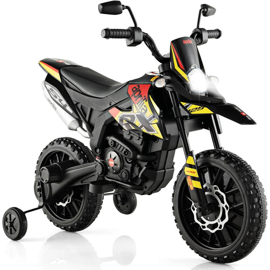 HNH 12V Electric Kid Dirt Bike for Boys, Battery Powered Motorcycle for Kids, Off Road Motorbike Toy 4Mph-Yellow