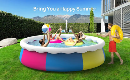 EVAJOY Swimming Pool Above Ground Pool Easy Set Blow Up Pool Kiddie Pool Inflatable Top Ring Swimming Pools for Adults Family Backyard Outdoor with Pool Cover 15ft*35in