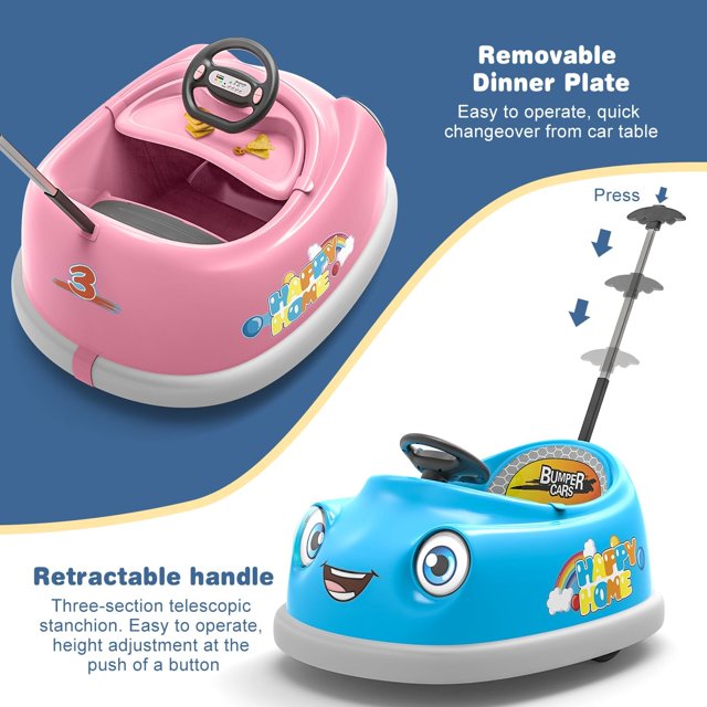 HNH 12V 3 in 1 Bumper Car for Kids,Toddlers Ride on Toys with Remote Control,Bluetooth,Music,3Mph