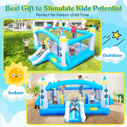 Cheelom Multifunctional Jump 'n Slide Inflatable Bouncer for Kids Complete Setup with Blower - 198" x 180" Play Area - 96" Tal