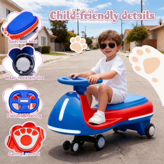 ProToys Swing Ride On Car, Electric Wiggle Car Toy for Kids 3-8 Years,5MPH Max Speed,Bluetooth Music,LED Lights
