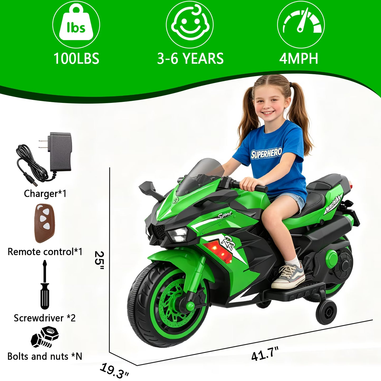 ProToys Motorcycle for Kids 3-5,Battery Ride on Toy,12V Kids Motorcycle with Remote Control