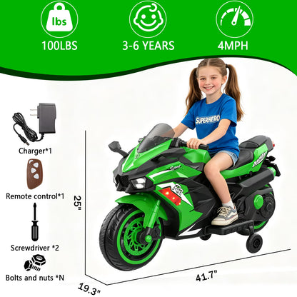 ProToys Motorcycle for Kids 3-5,Battery Ride on Toy,12V Kids Motorcycle with Remote Control