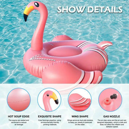 YOMYM Giant Inflatable Flamingo Pool Float, Swimming Pool Floatie Lounge Floating Raft Party Decorations Toys for Adults Kids