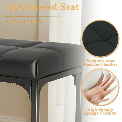 Counter Height Bar Stools Set of 2, 18" Barstools for Kitchen Countertop, PU Leather Counter Stools with Square Seats & Sturdy Metal Base