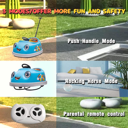 HNH 12V 3 in 1 Bumper Car for Kids,Toddlers Ride on Toys with Remote Control,Bluetooth,Music,3Mph