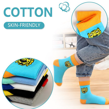 YOMYM 10 Paris Boys Socks Cotton Calf Fun Crew Socks for Kids Teens 8-12 Years Old