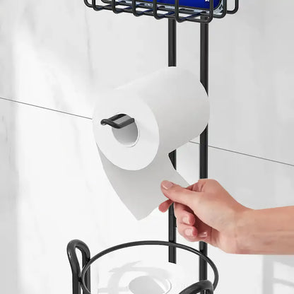 WERSEON Toilet Paper Holders Stand with Shelf, Free-Standing Toilet Tissue Paper Stand, Stainless Steel Toilet Storage Shelf for Bathroom