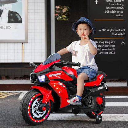 WUBEN 12V Kids Electric Motorcycle for Child, Motorcyle for Kids with Bluetooth, LED Lights (Red)