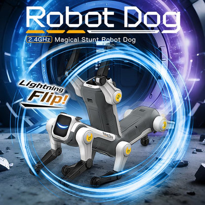 HNH Smart Puppy Toy for Kids, 2.4Ghz Remote Control Stunt Robot Dog with Music & Light, Voice Commands, Pink