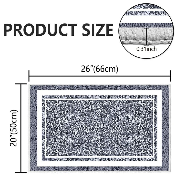 TECHVIDA Bathroom Rugs,Non-Slip Ultra Soft Bath Mat,Soft Absorbent Bathroom Rug and Bath Mat,Machine Washable,(18"x26",Dark Grey and White)