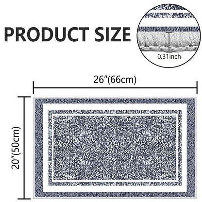TECHVIDA Bathroom Rugs,Non-Slip Ultra Soft Bath Mat,Soft Absorbent Bathroom Rug and Bath Mat,Machine Washable,(18"x26",Dark Grey and White)