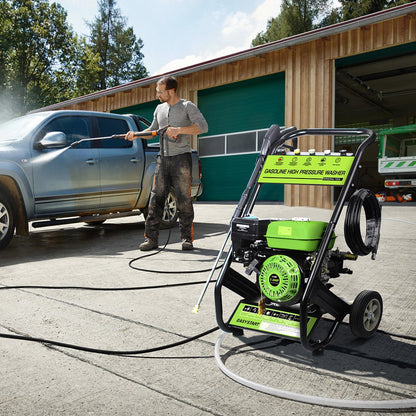 Cheelom Pressure Washer Gas Powered 110V 2600PSI 4.8kW High Pressure Washer with 5 Nozzle, Soap Tank, Spray Gun，Green