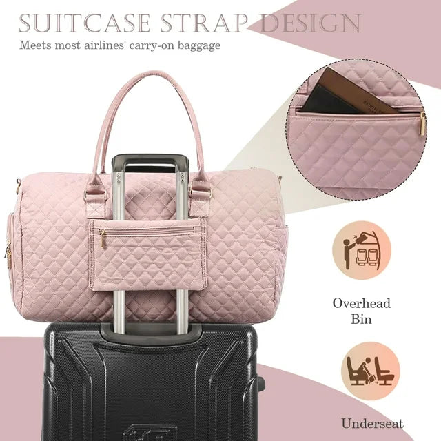 YOMYM Travel Duffle Bag for Travel Weekender Bag with Shoe Compartment Carry On Overnight Bag for Women with Toiletry Bag
