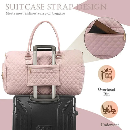 YOMYM Travel Duffle Bag for Travel Weekender Bag with Shoe Compartment Carry On Overnight Bag for Women with Toiletry Bag