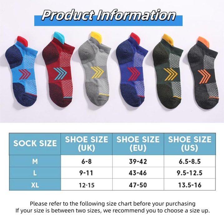 YOMYM Womens Athletic Running Cotton Socks, Thick Cushioned Anti-blister Wicking Ankle Socks 6 Pairs