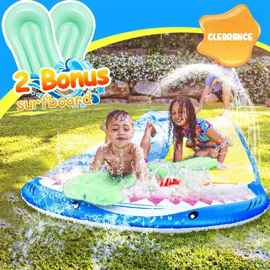 HONGLONG 16FT Double Water Slip Slides Lawn Water Slides Slip Backyard Water Toys with Sprinklers for Outdoor Water Fun Kids Adults