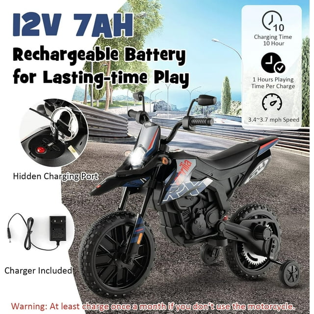 Werseon 12V Kids Motorcycle,Boys and Girls Kids Electric Motorbike,Spring Suspension,LED Lights,Music