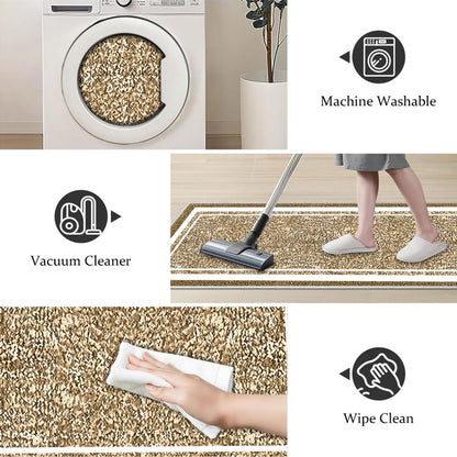 TECHVIDA Bathroom Rugs 3pcs Set,Non-Slip Ultra Soft Bath Rugs,Water Absorbent,Machine Washable,Dark Beige