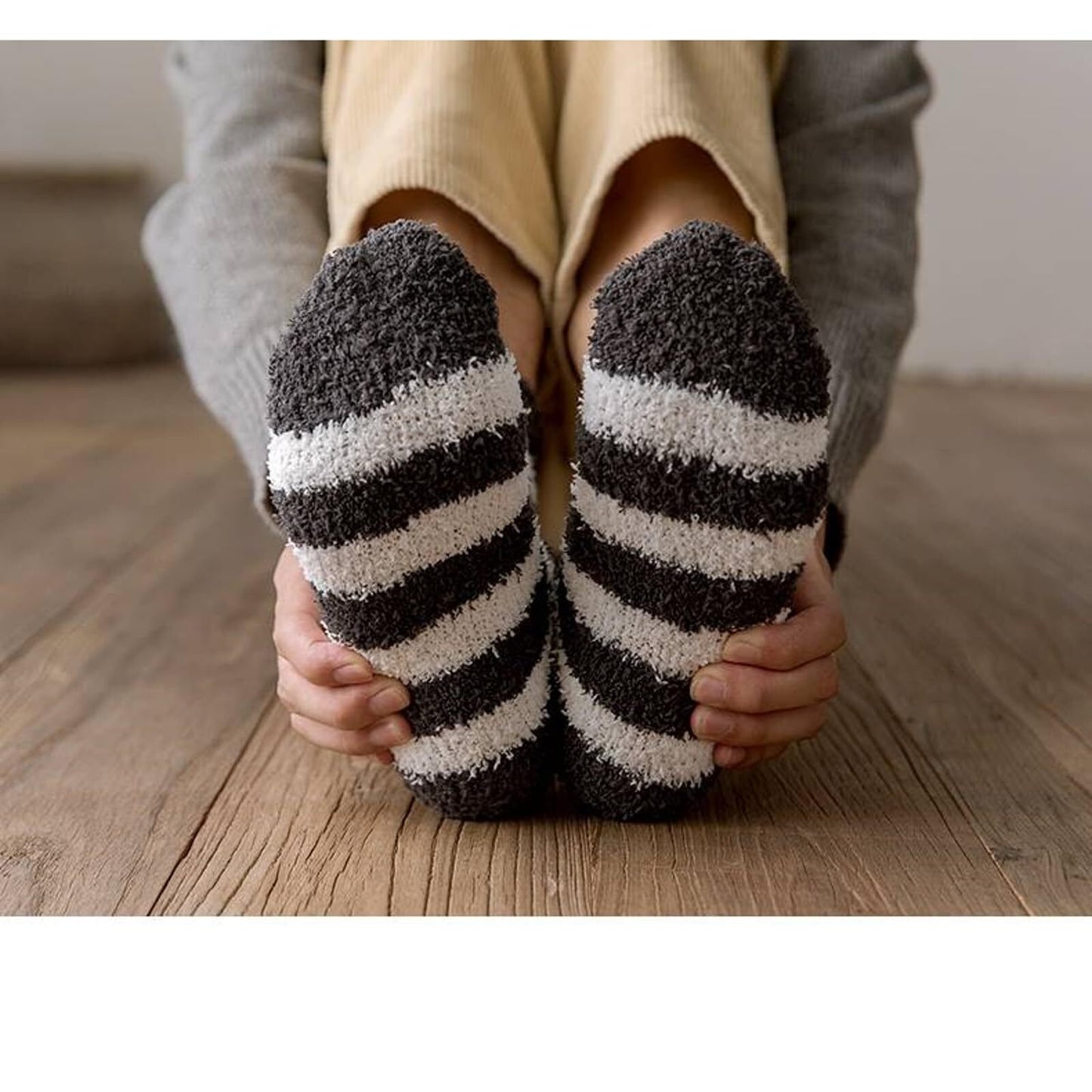 YOMYM 5 Pairs Fuzzy Socks Warm Socks Soft Non Slip Slipper Socks for Womens