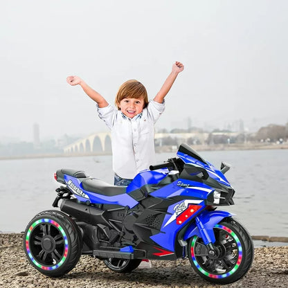 Kids Ride on Motorcycles ,12V Electric 3 Wheels Motorcycle with Music & Light for 3-6 Years