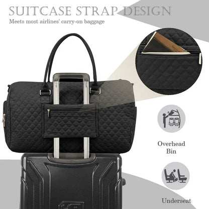 YOMYM Travel Duffle Bag Weekender Bag for Women with Toiletry Bag Carry on Overnight Bag with Shoe Compartment
