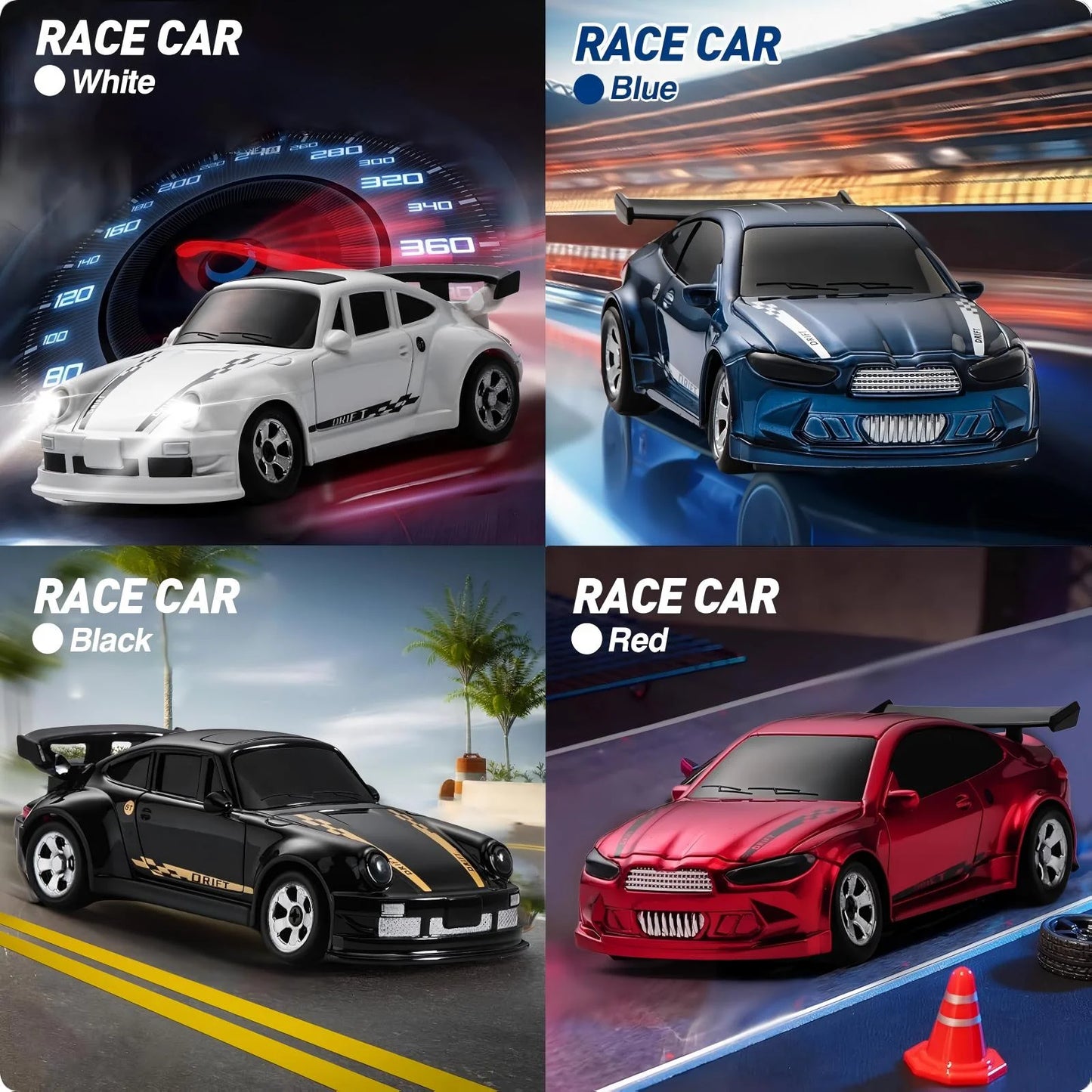 ZOGYMOZ 1:64 Scale Drift RC Car, 2.4GHz Mini 4WD High Speed Remote Control Cars,Toys for Boys, White