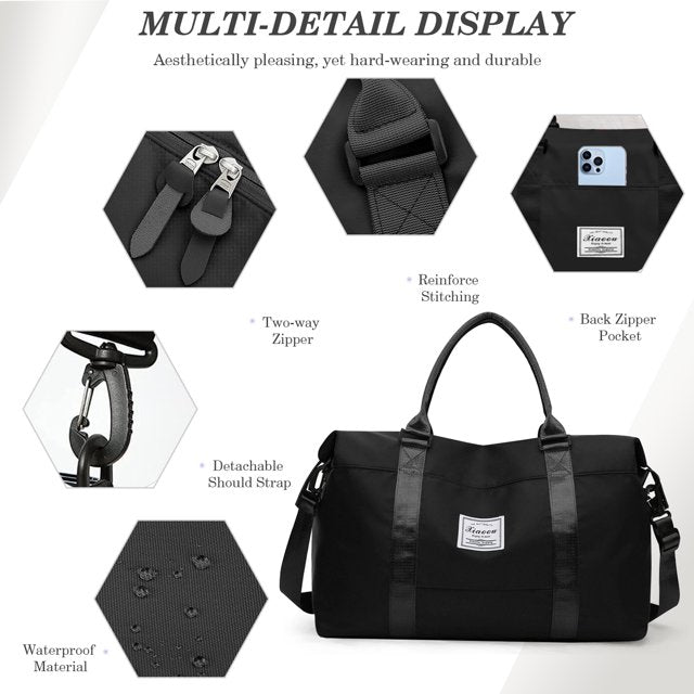 YOMYM Travel Duffel Bags for Women,Weekender Overnight Bag with Wet Pocket & Toiletry Bag