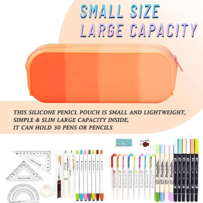 Lakecy 4Pcs Pencil Case Pencil Pouches Silicone Waterproof Pen Bag for School Office Supplies