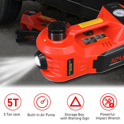 ELTPOWER Electric Car Jack,5 Ton 12V Hydraulic Jack Lift,Built-in Inflatable Pump,and LED Light for SUV MPV Sedan Truck Change Tires Garage Repair