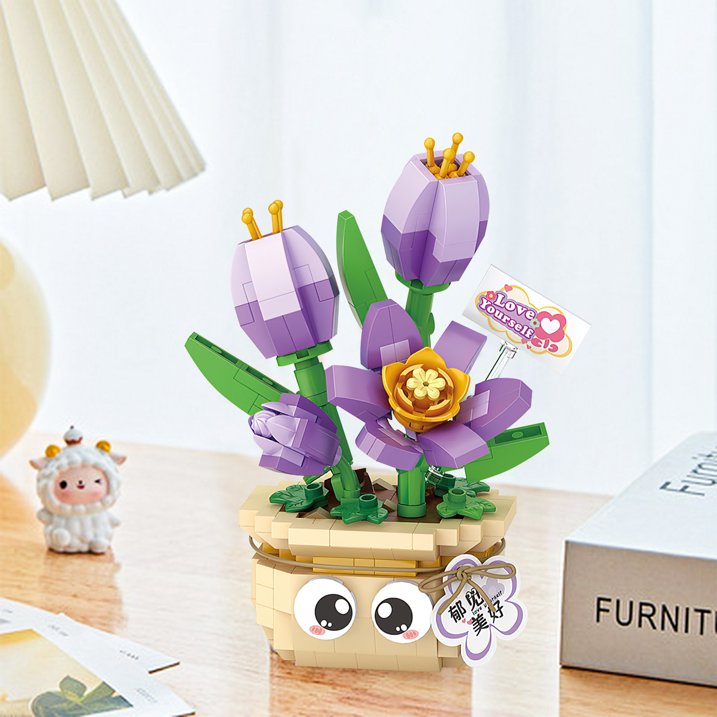 YOMYM Flower Bouquet Building Set - 430 Pieces Flowers Botanical Building Toys- Flower kit with DIY Paper Vase