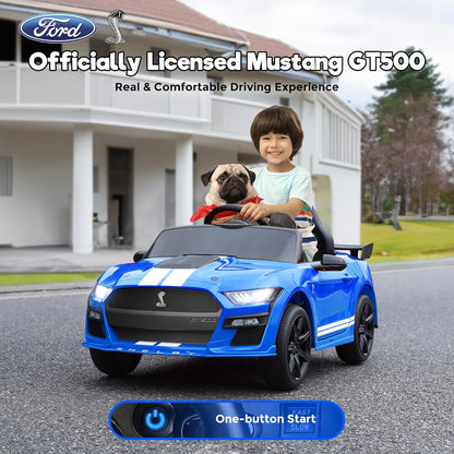 Ride on Toy Cars for Kids,12V Ford Mustang Shelby Powered Ride on Truck Car with Remote Control,Electric Vehicle Car for kids Girl Boy 3-6 w/Music,Bluetooth,LED Lights,3 Speeds,4 Wheelers,Blue