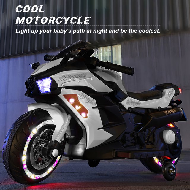 WUBEN 12v Kid Electric Bicycles Electric Motorcycle for Kid with Charger Ride on Motorcyle(White)
