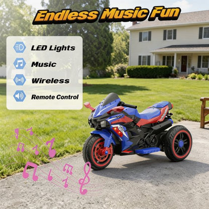 12V 7AH Electric Motorcycle for Kids 3-5 Years Old, 4 MPH Max Speed,Battery Powered Motorcycle with Remote Control, LED Lights, Bluetooth Music