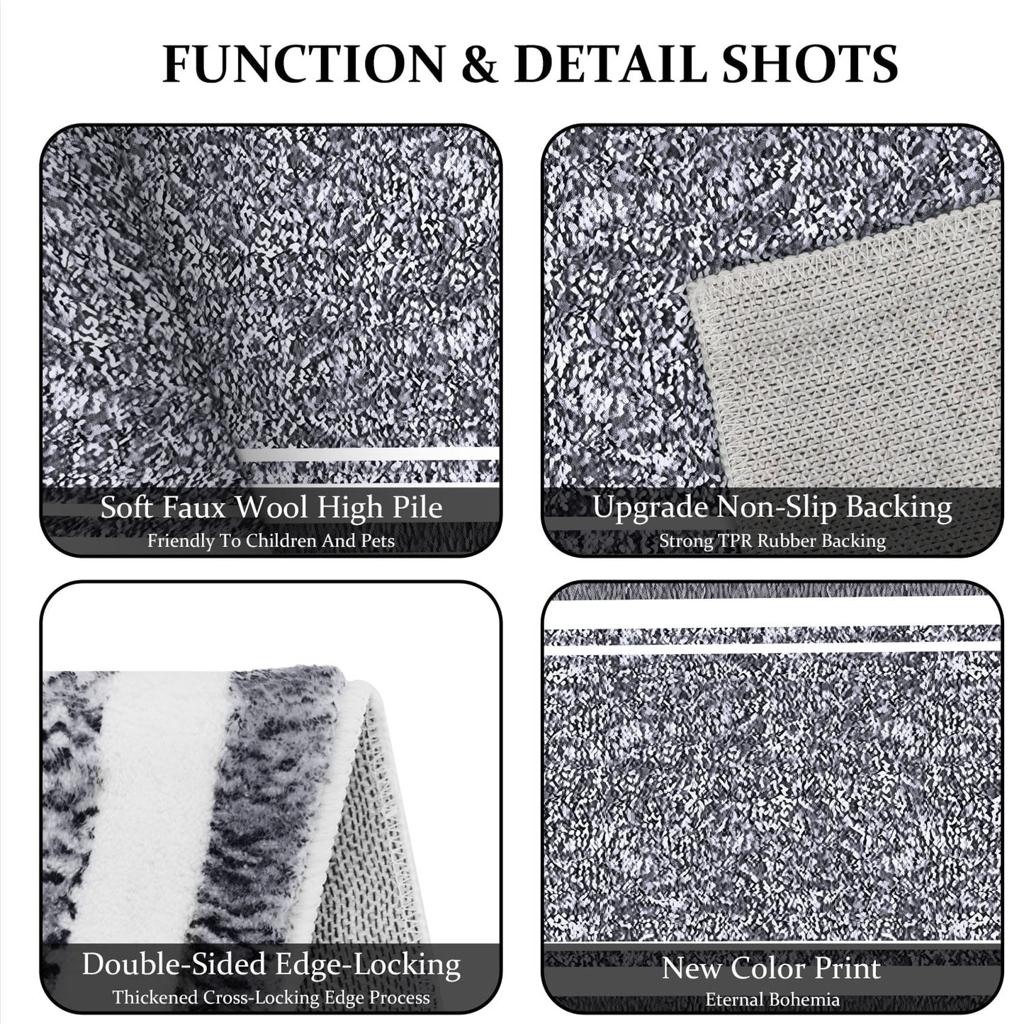 TECHVIDA Bathroom Rugs,Non-Slip Ultra Soft Bath Mat,Soft Absorbent Bathroom Rug and Bath Mat,Machine Washable,(18"x26",Gray and White)