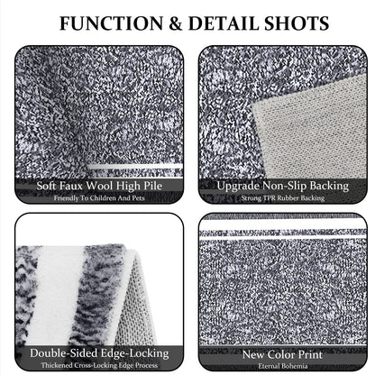 TECHVIDA Bathroom Rugs,Non-Slip Ultra Soft Bath Mat,Soft Absorbent Bathroom Rug and Bath Mat,Machine Washable,(18"x26",Gray and White)