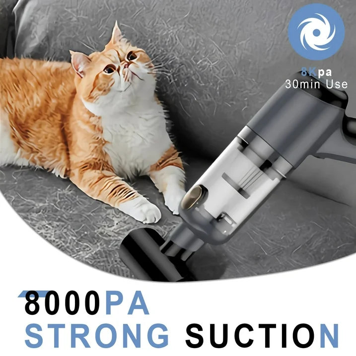 Bangben Car Vacuum Cleaner, Portable Cordless Vacuum Cleaner, Multifunctional Suction and Blow, with 5 Nozzles, Gray