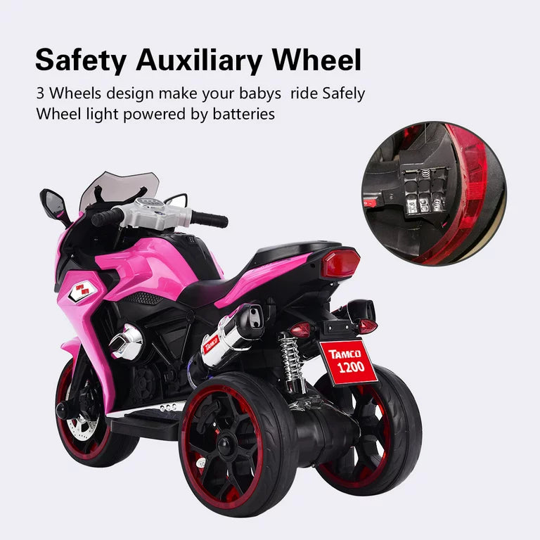 WUBEN 12V Electric Motorcycle for Kids Battery Powered Ride on Motorbike for Child with Light Wheels